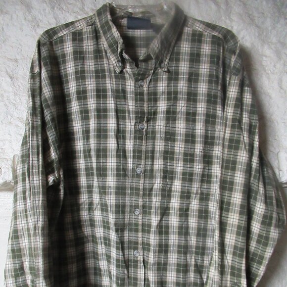 Men's Raw Edge Sportswear Green Plaid Button Down Shirt Size XL - Picture 1 of 7